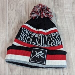 Men's Young & Reckless Winter Hat Beanie Pom Big Logo Y2K Vintage